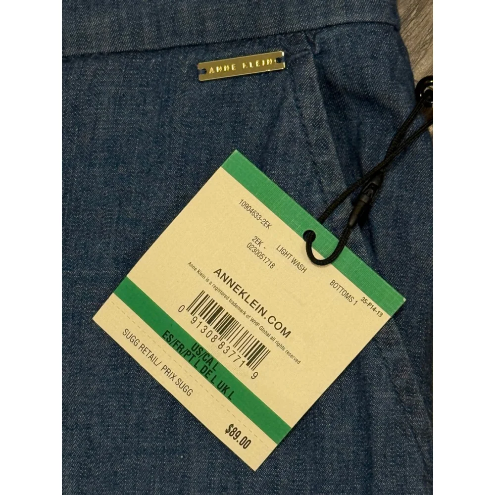 NWT Anne Klein Women’s Wide Leg Crop Denim Flat Front Pants Size L Med Wash​​ - Picture 11 of 11